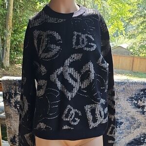Dolce & Gabbana Black Sweater with Silver Accents